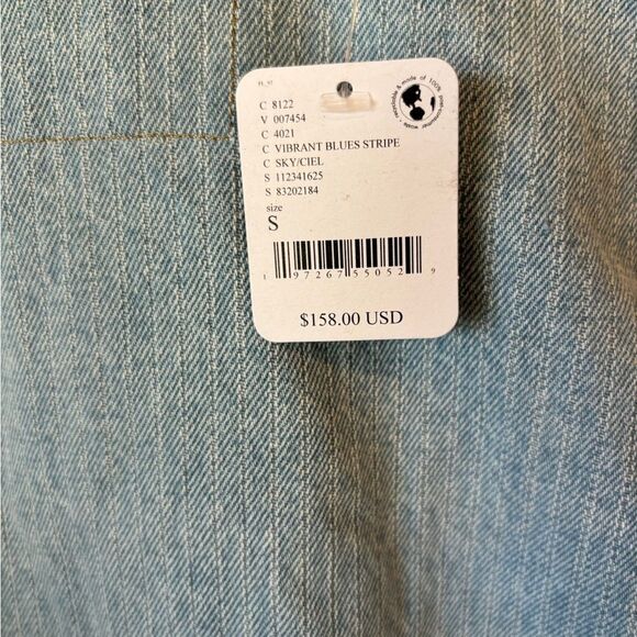 NWT Free People Lee Union-Alls Jean Jumpsuit Vibrant Blue Stripe - Picture 7 of 10